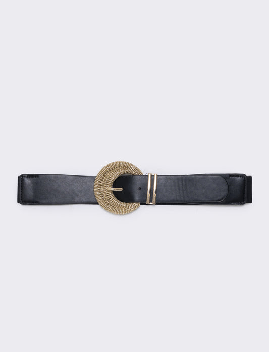Elegant lurex buckle belt - Black