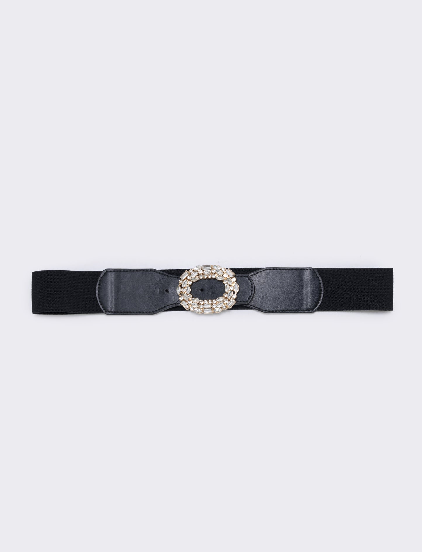 Elastic belt with rhinestone buckle - Black