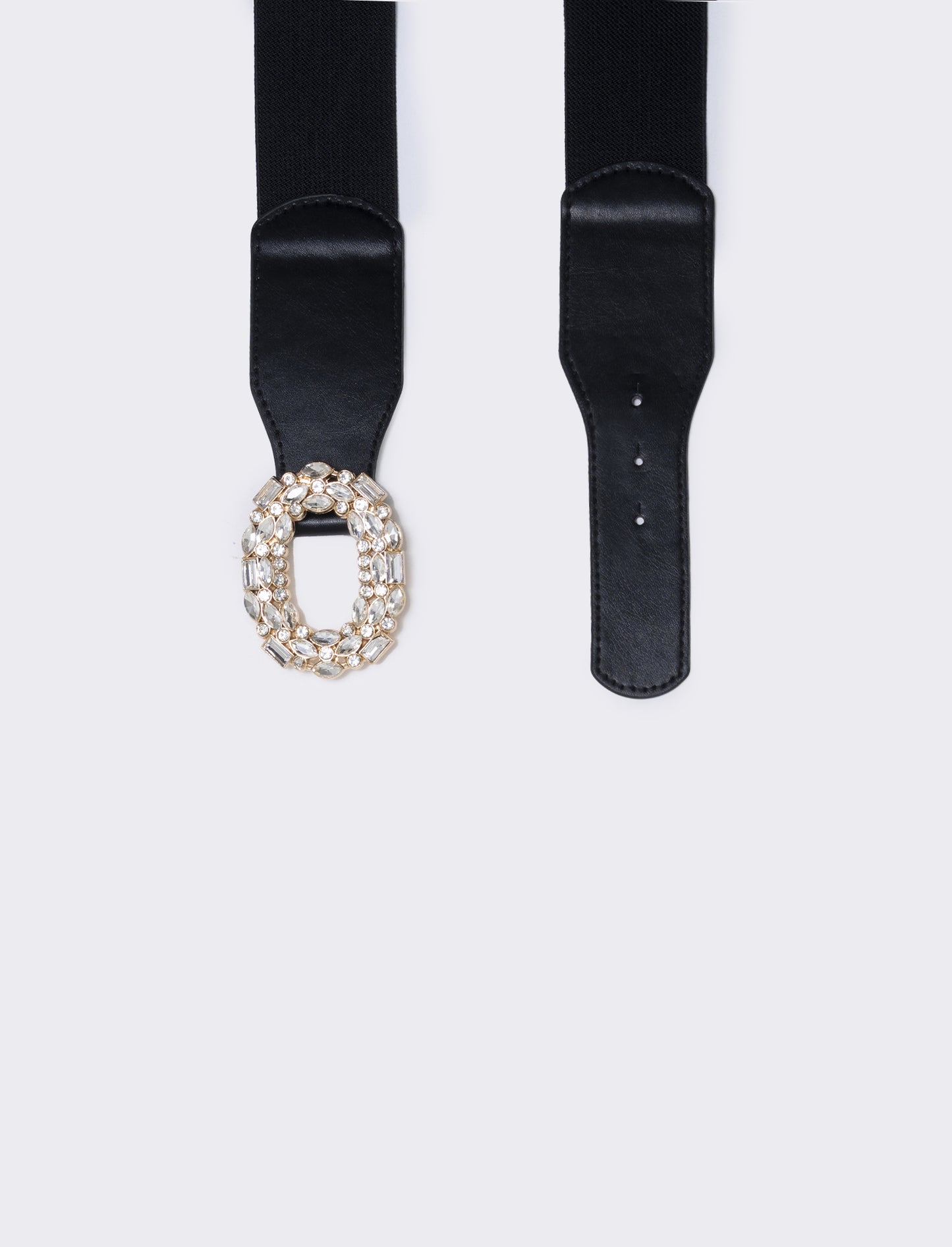 Elastic belt with rhinestone buckle - Black