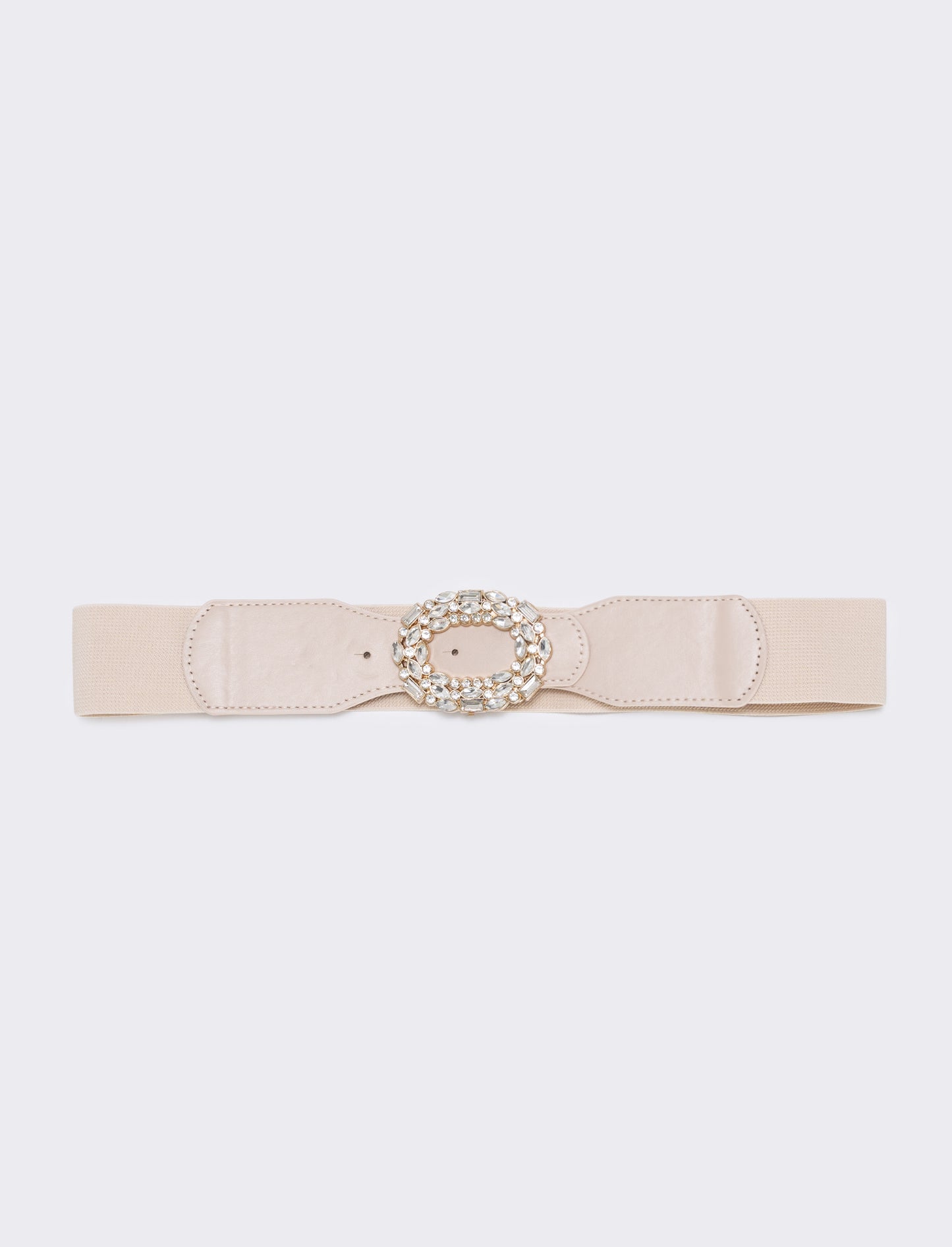 Cintura elastica con fibbia strass - Beige