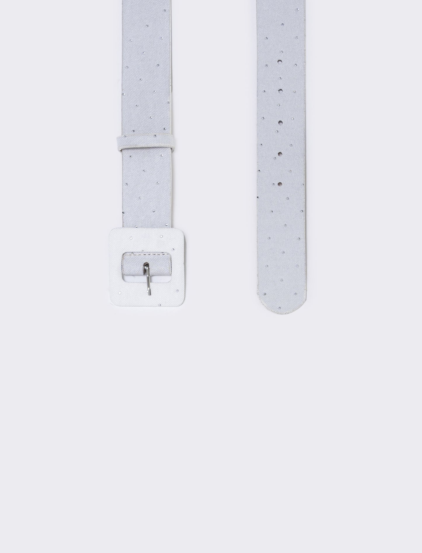 Cintura strass con fibbia quadrata elegante - Bianco