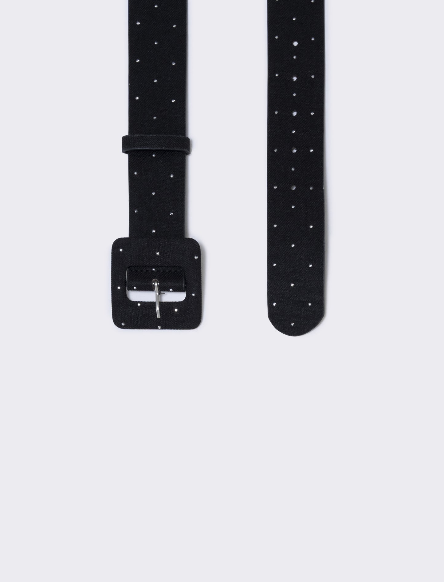 Elegant square buckle rhinestone belt - Black