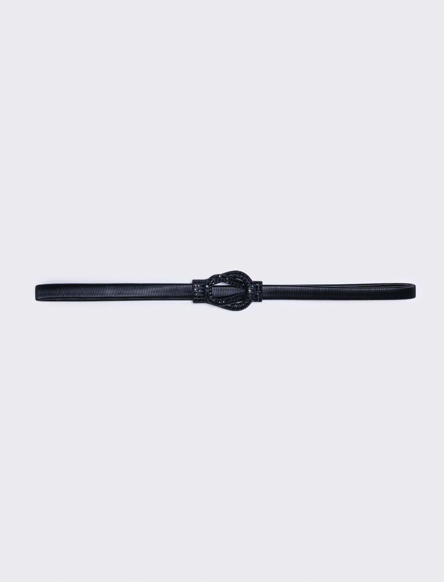 Cintura elastica con fibbia strass - Nero