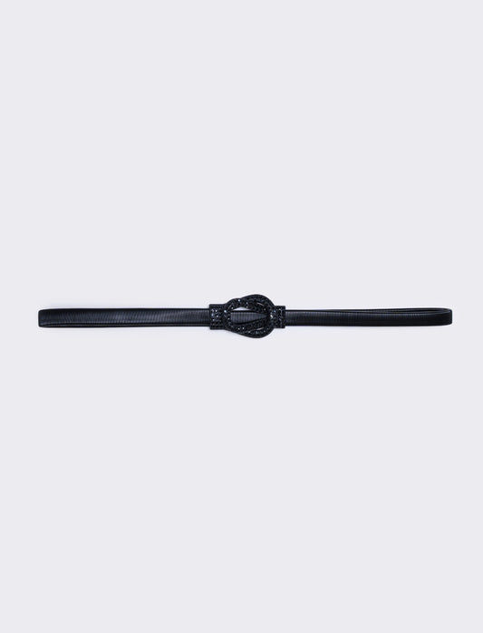Cintura elastica con fibbia strass - Nero