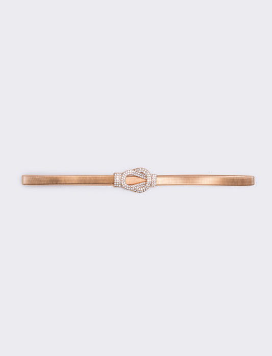 Cintura elastica con fibbia strass - Oro
