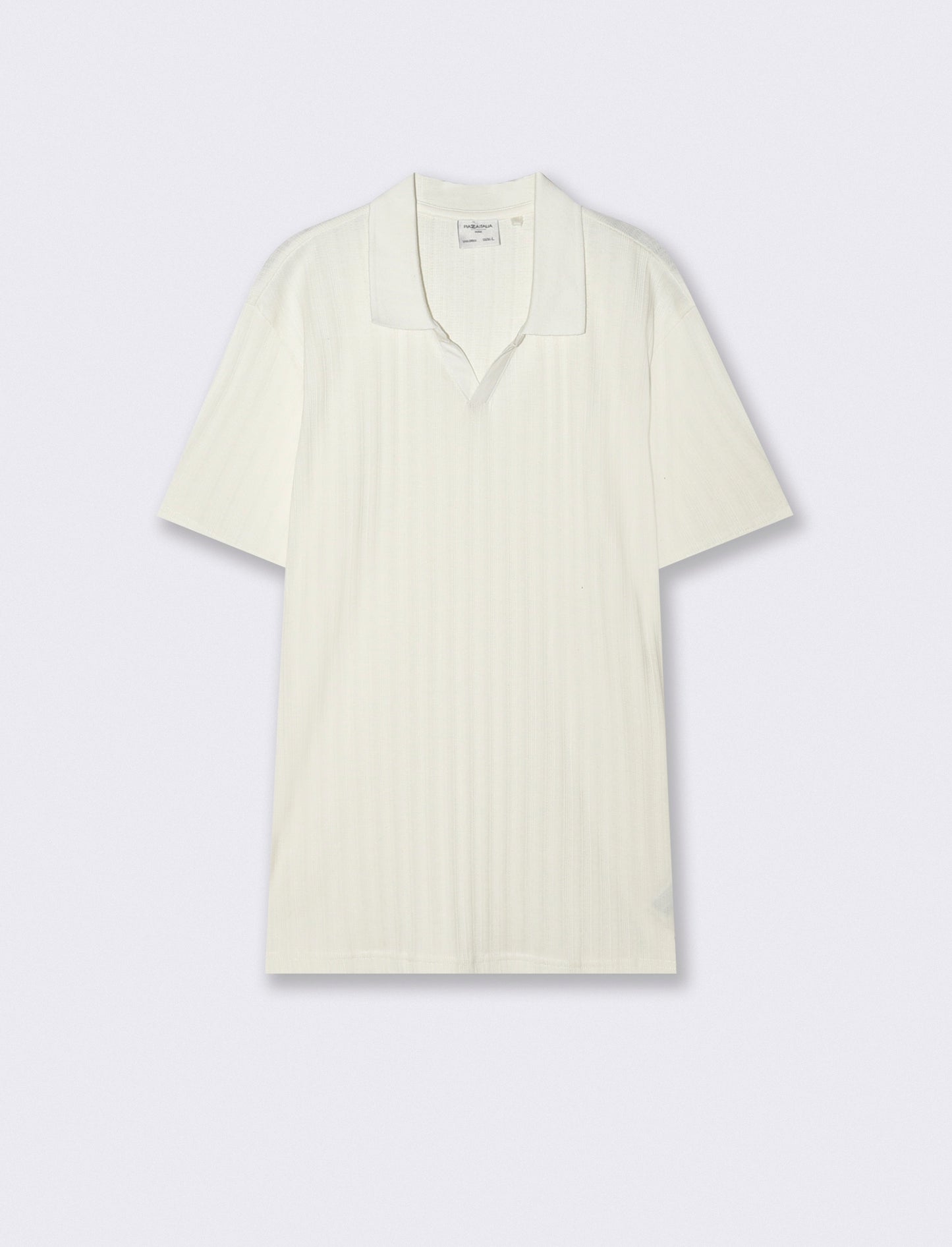 Polo Jacquard Effetto Maglia Maniche Corte - Beige ecru