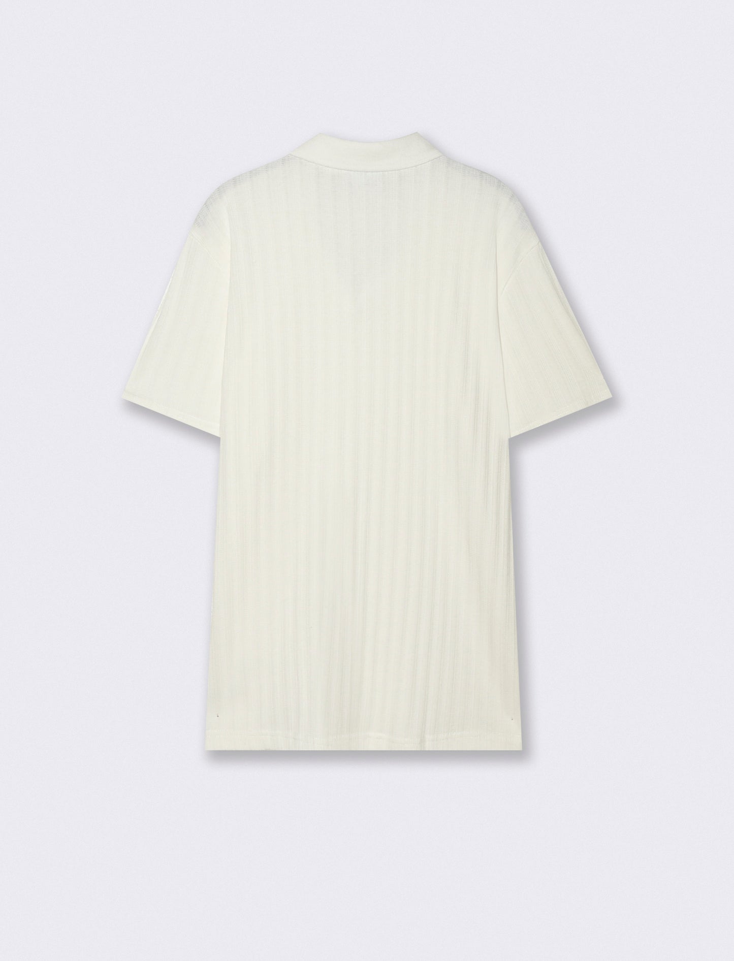 Polo Jacquard Effetto Maglia Maniche Corte - Beige ecru