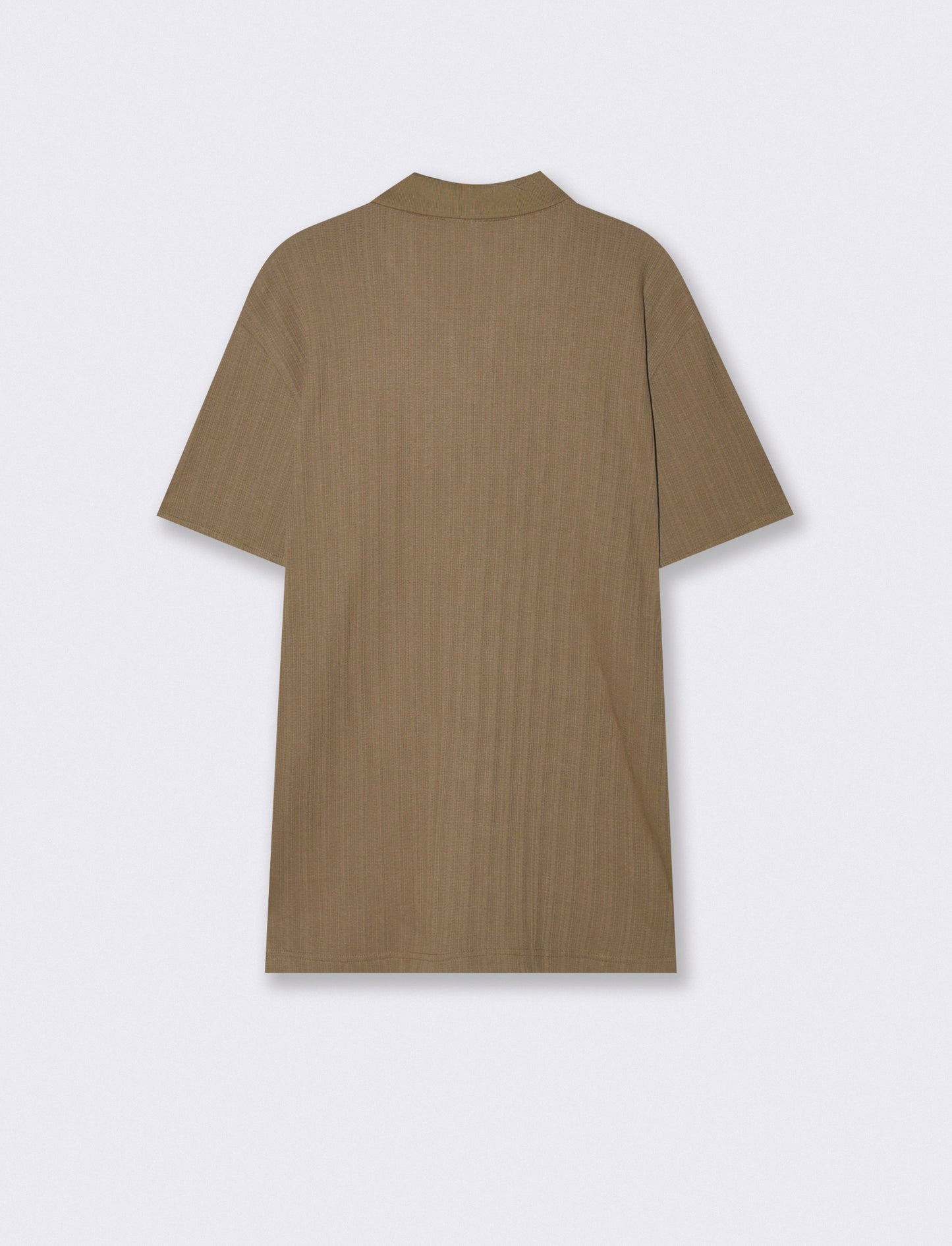 Short Sleeve Knit Effect Jacquard Polo - Green