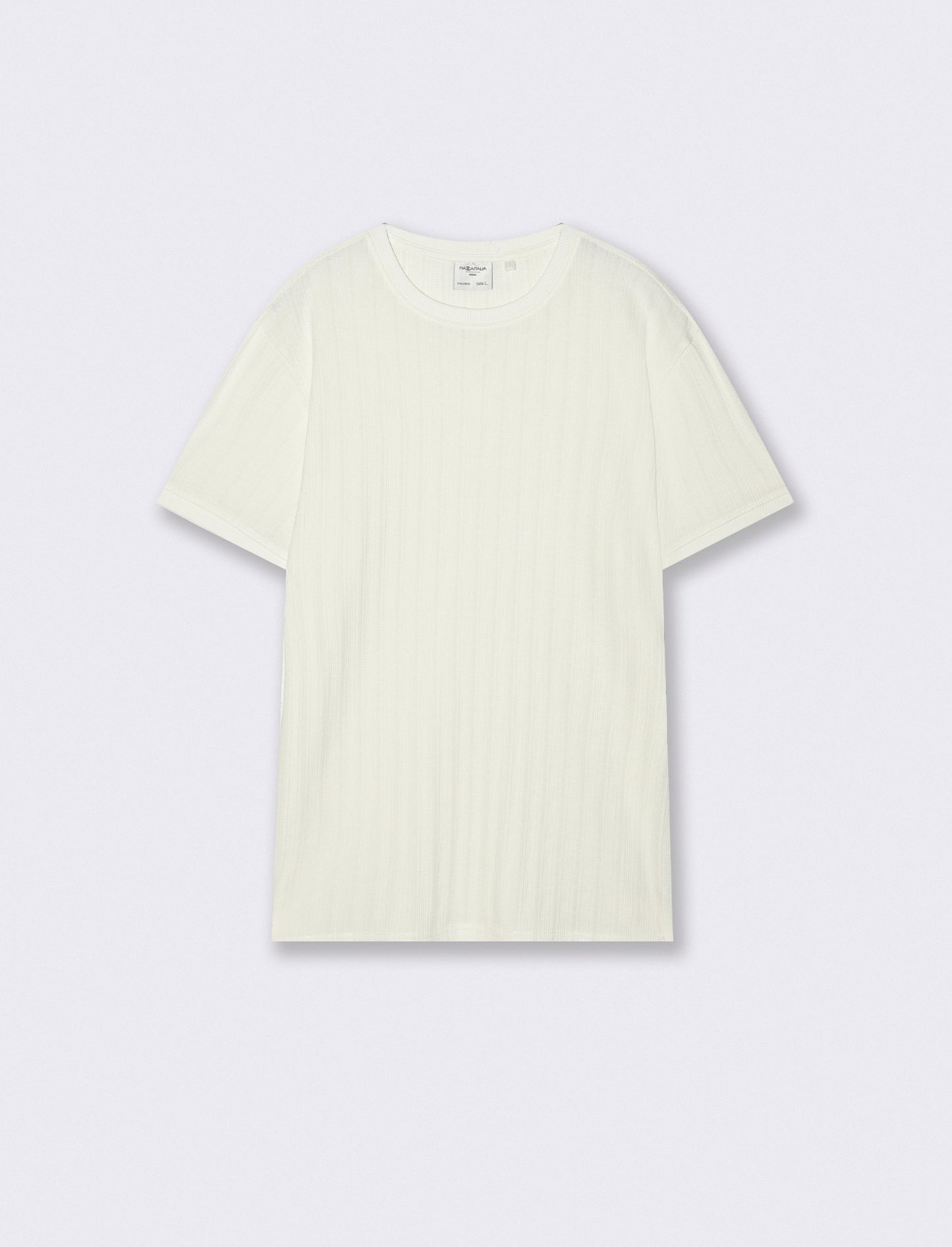 T-shirt girocollo jacquard effetto maglia - Beige ecru