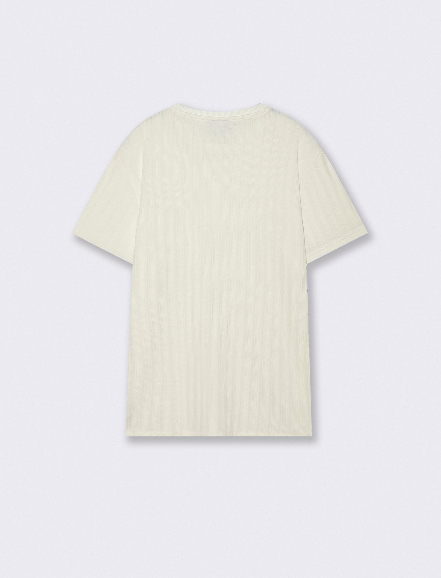 T-shirt girocollo jacquard effetto maglia - Beige ecru