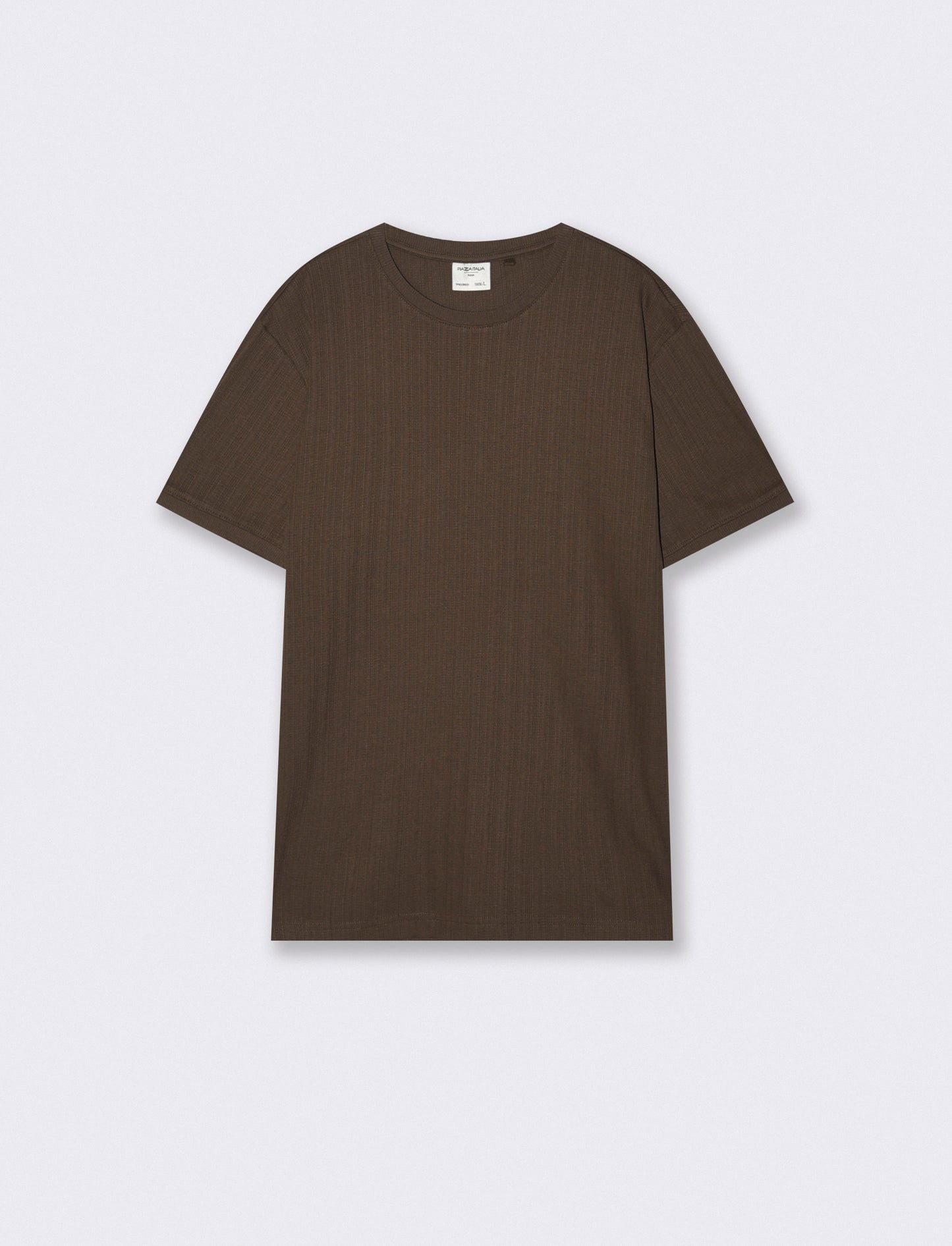 T-shirt girocollo jacquard effetto maglia - Moro