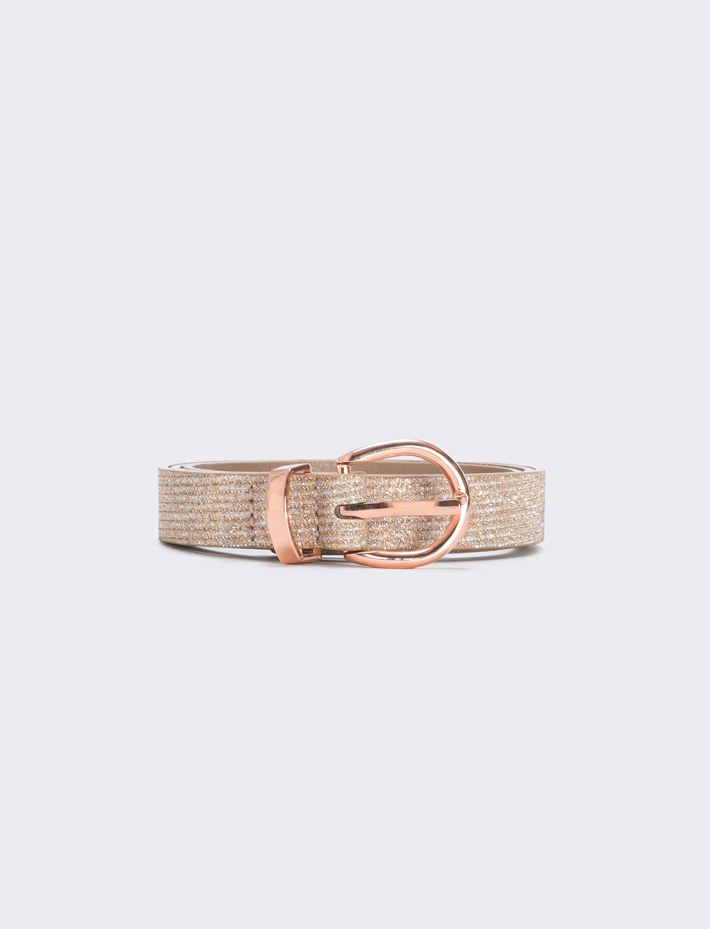 Cintura lurex con passante in metallo - Oro rosa
