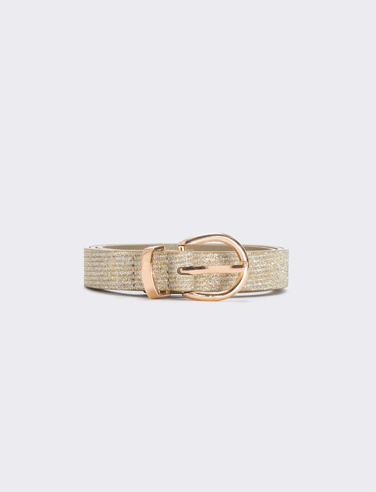 Lurex belt with metal loop - Gold