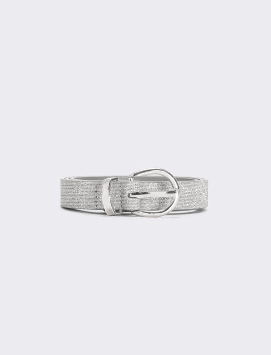 Lurex belt with metal loop - Silver