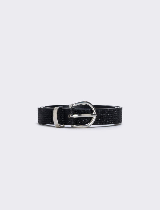 Lurex belt with metal loop - Black