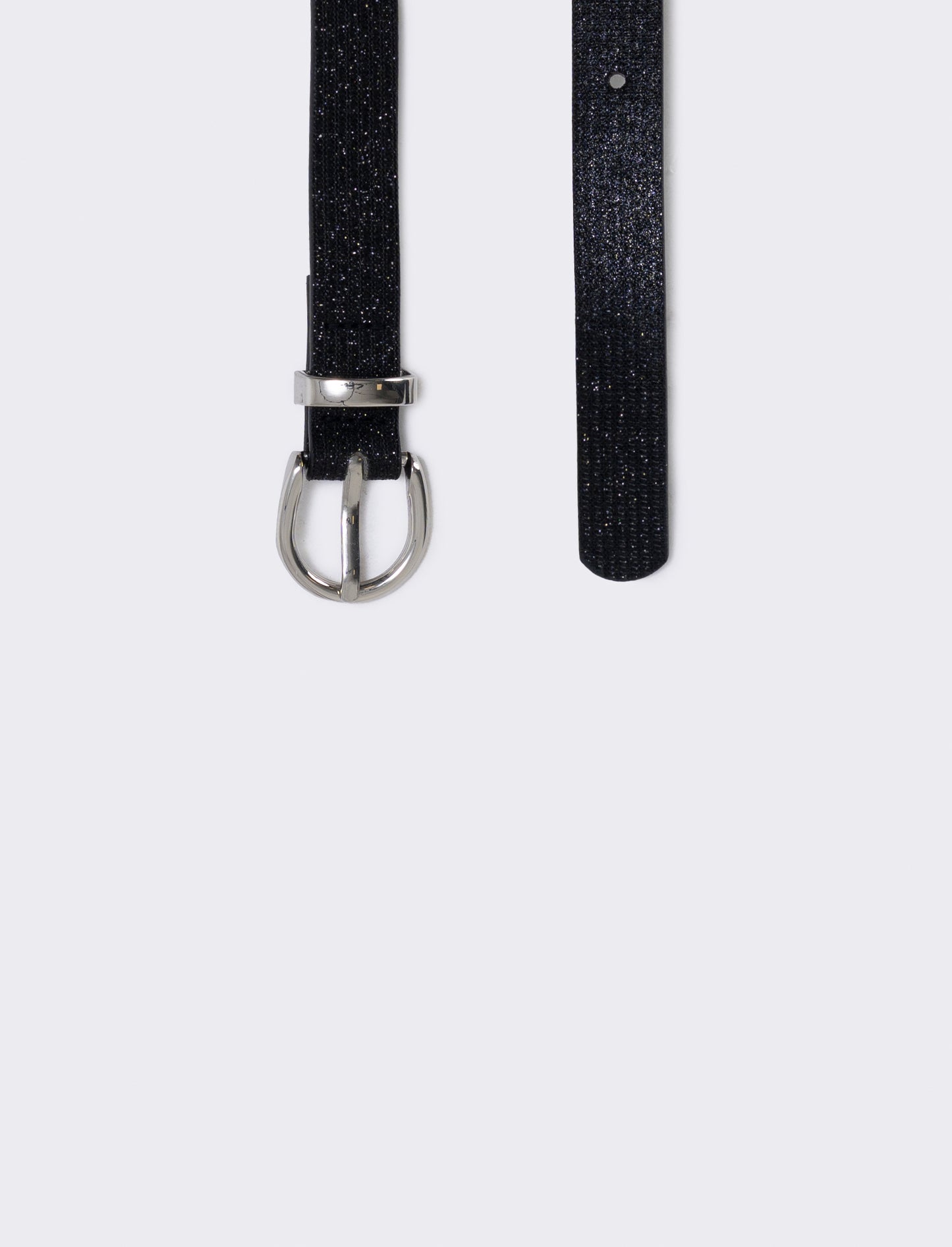 Cintura lurex con passante in metallo - Nero