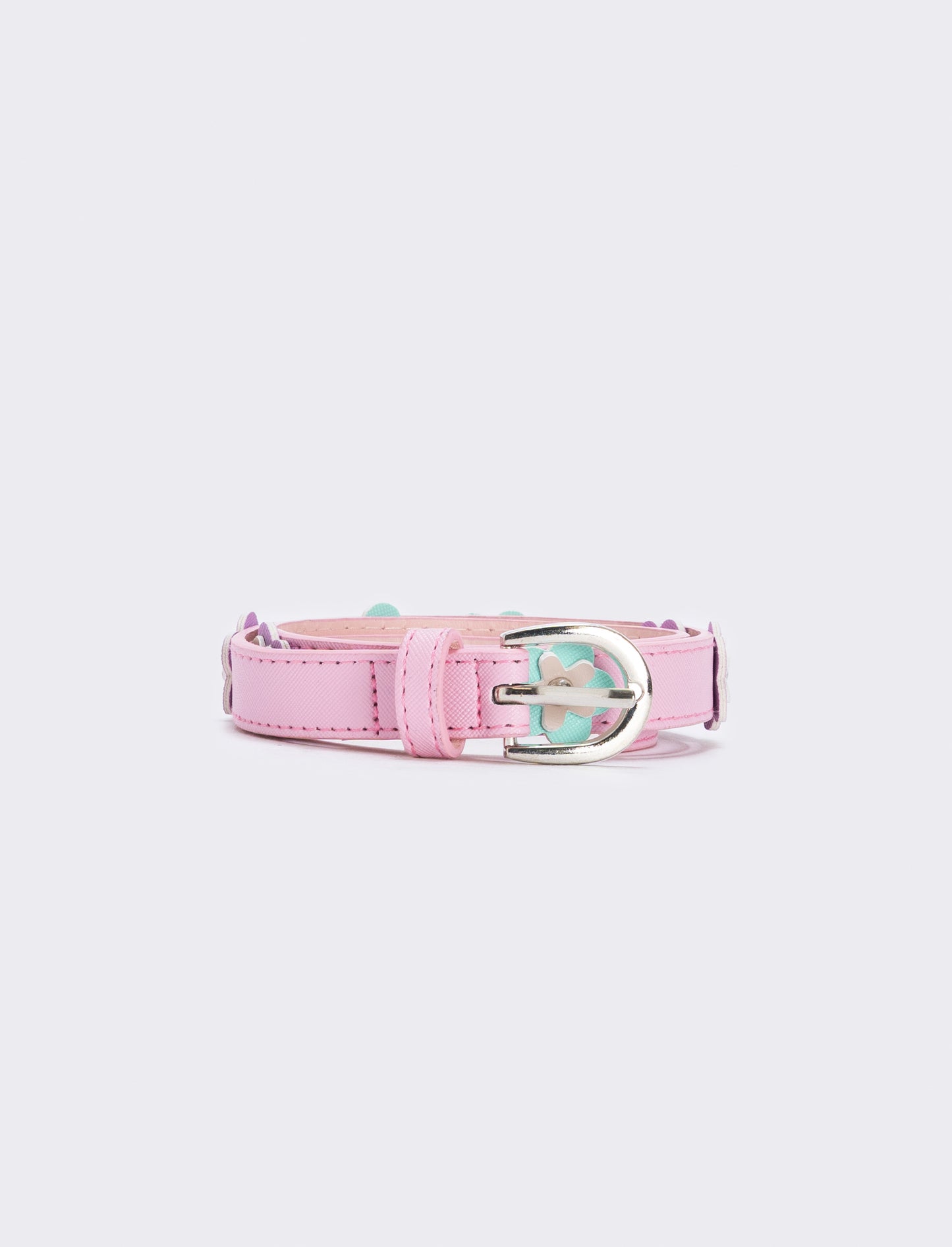 Cintura saffiano con fiorellini colorati - Rosa