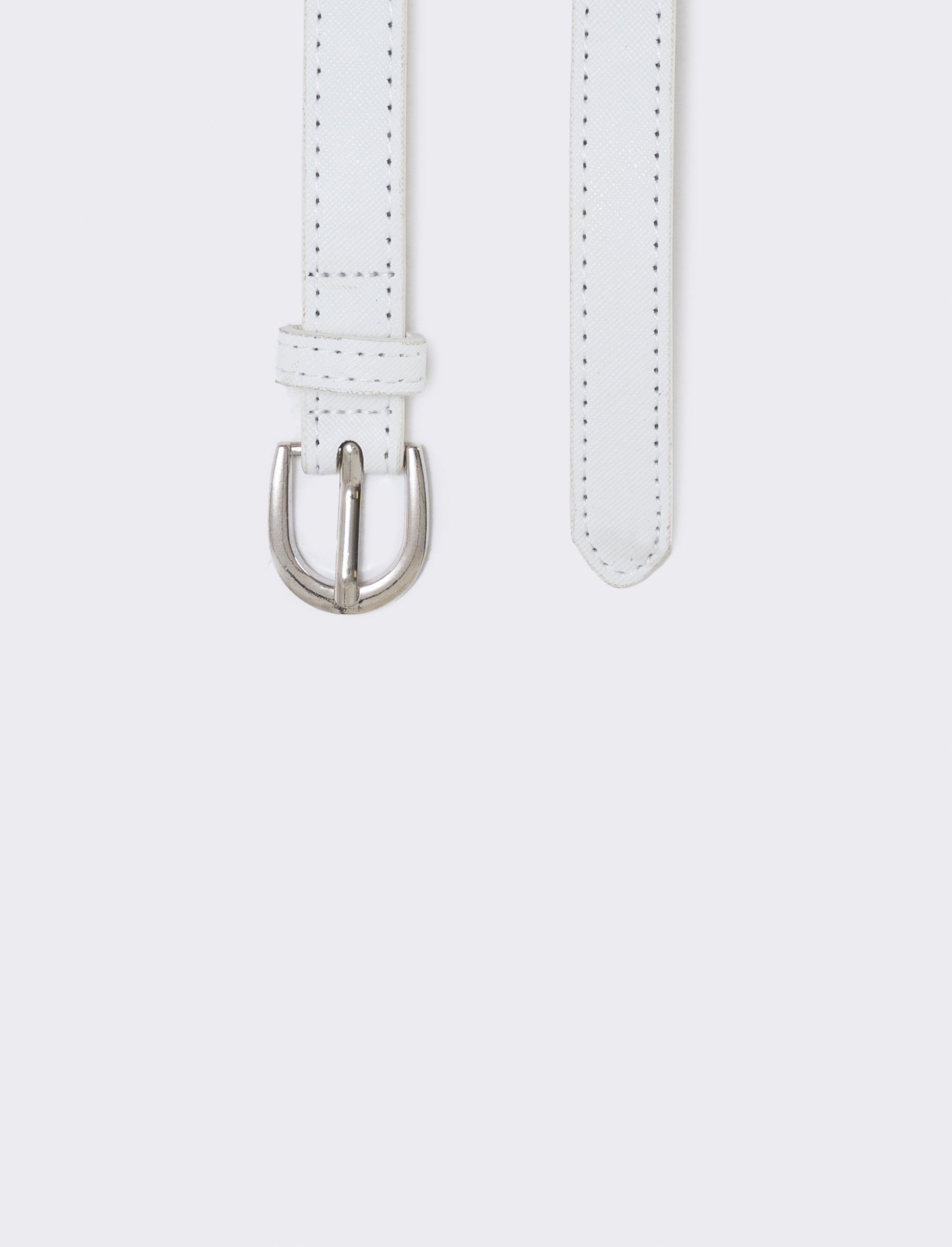 Cintura saffiano con fiorellini colorati - Bianco