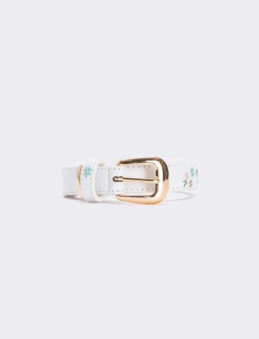 Cintura ricamata con fiorellini eleganti - Bianco