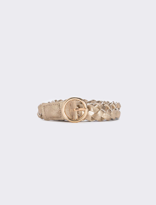 Elegant metallic woven belt - Gold