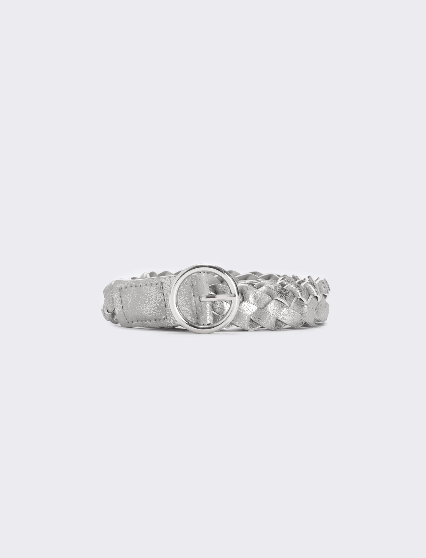 Elegant metallic woven belt - Silver