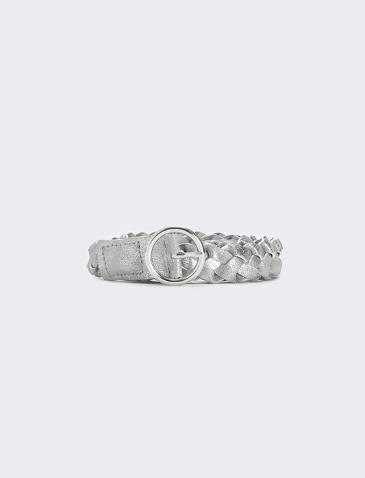 Elegant metallic woven belt - Silver
