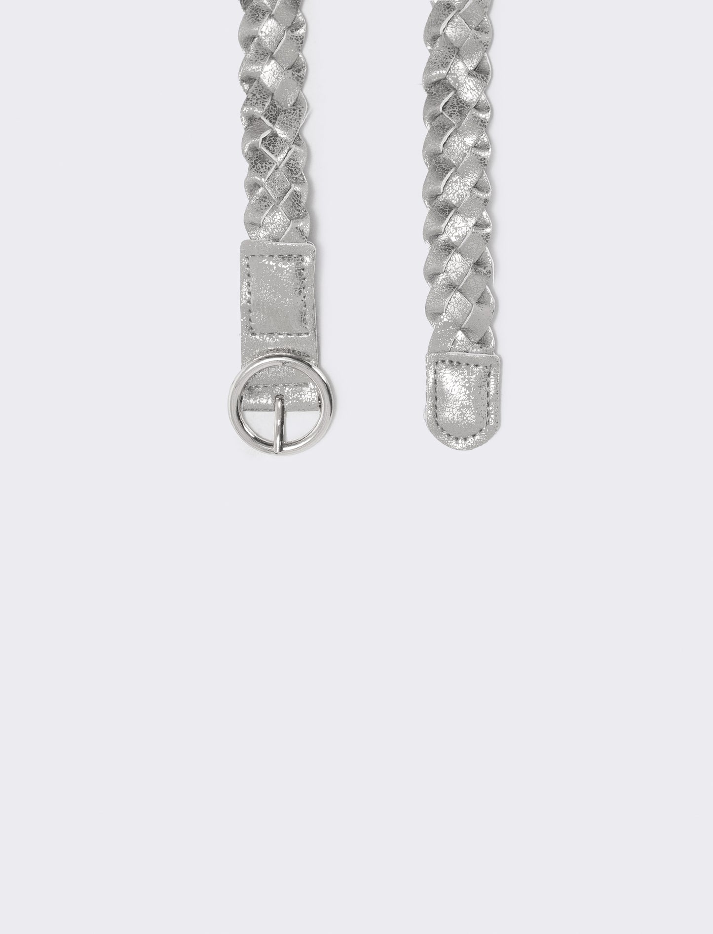 Elegant metallic woven belt - Silver