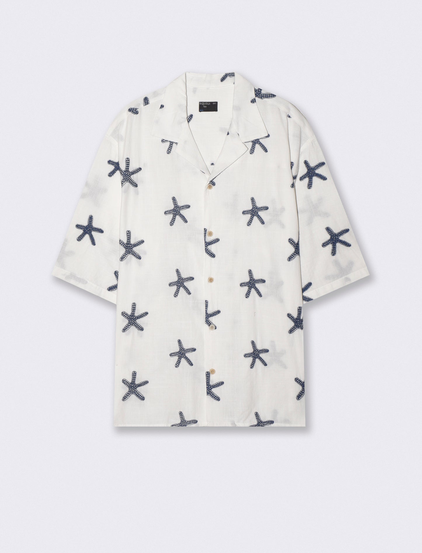 Camicia boxy fit in cotone ricamato - Bianco