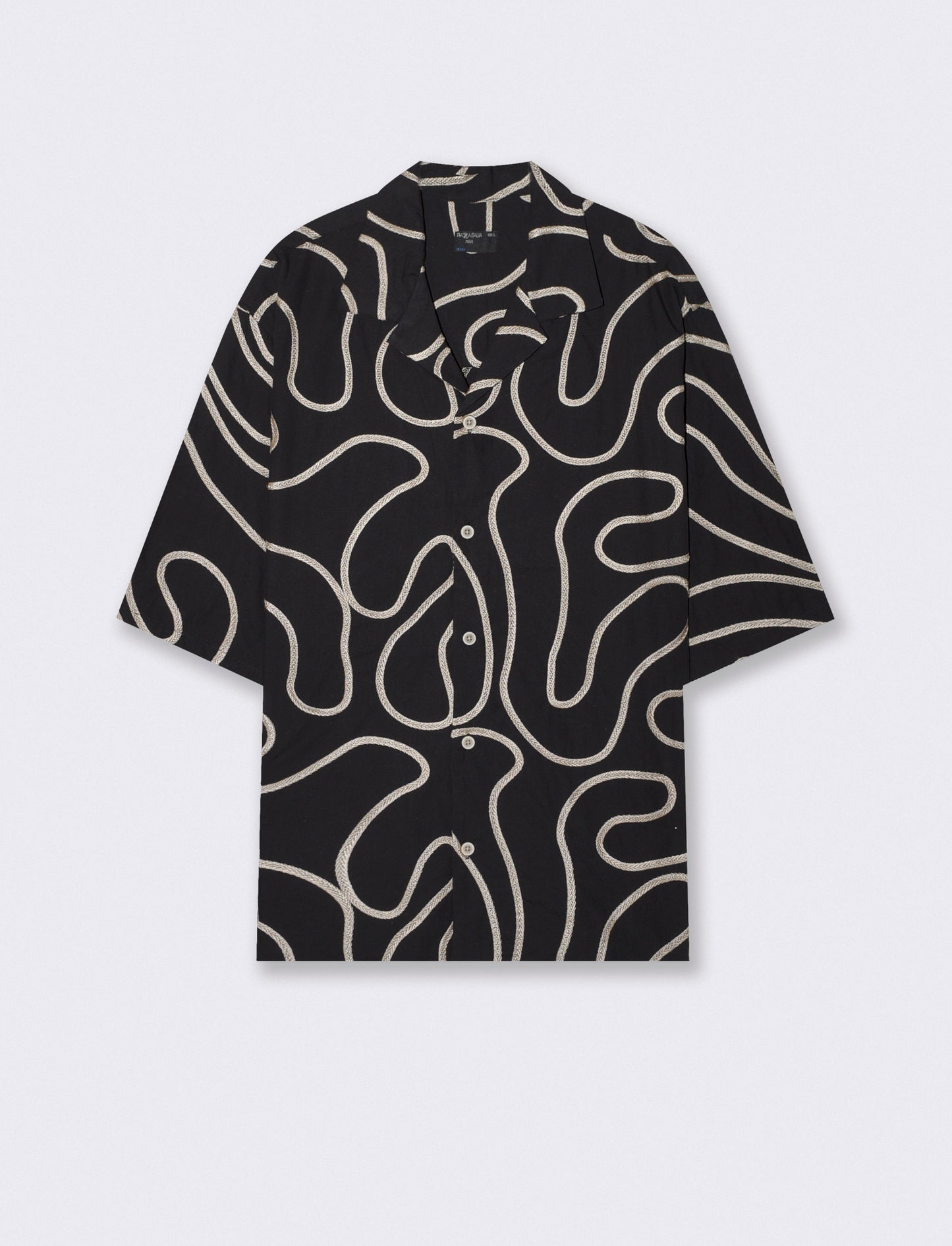 CAMICIA IN PURO COTONE FANTASIA RICAMATA - Nero