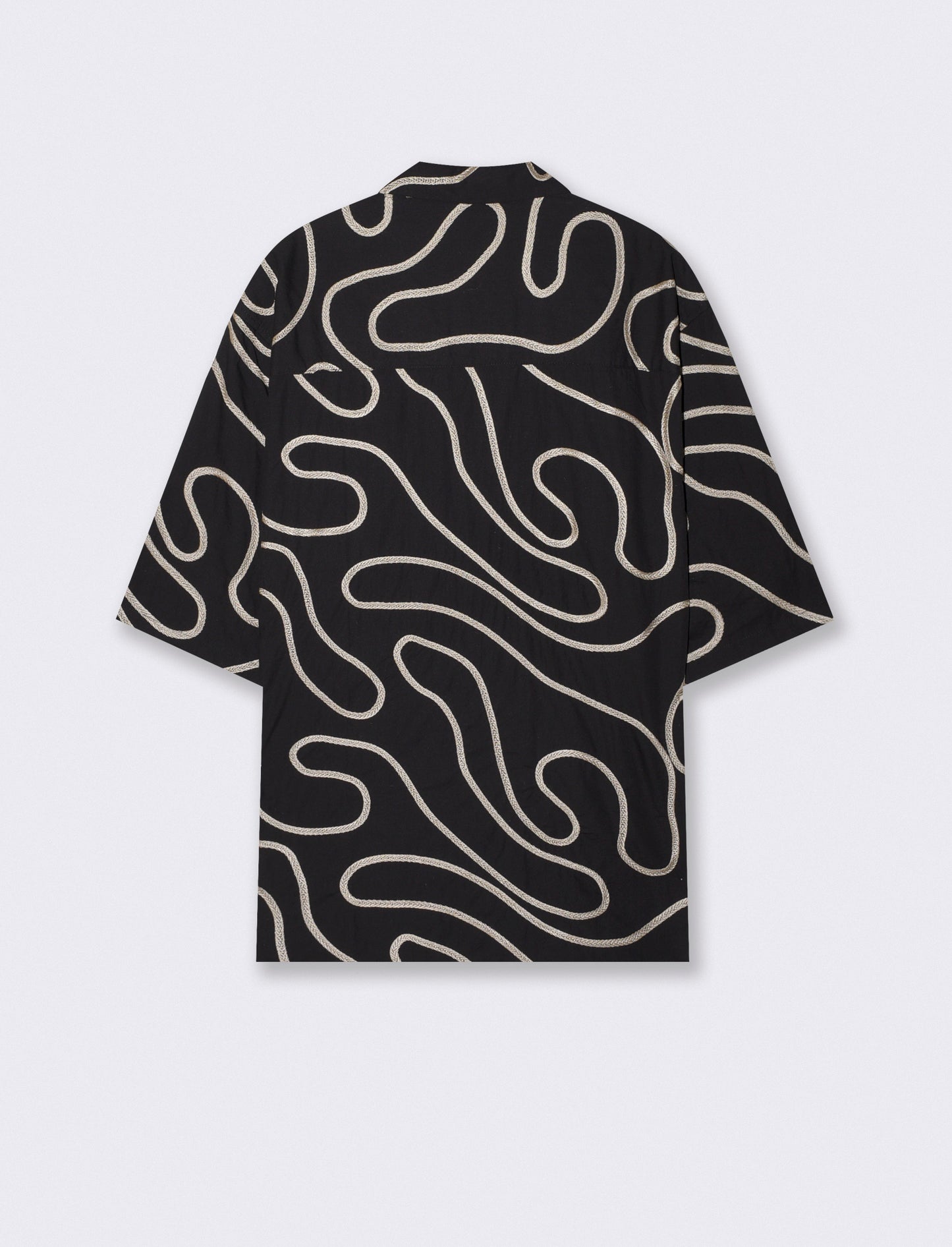 CAMICIA IN PURO COTONE FANTASIA RICAMATA - Nero