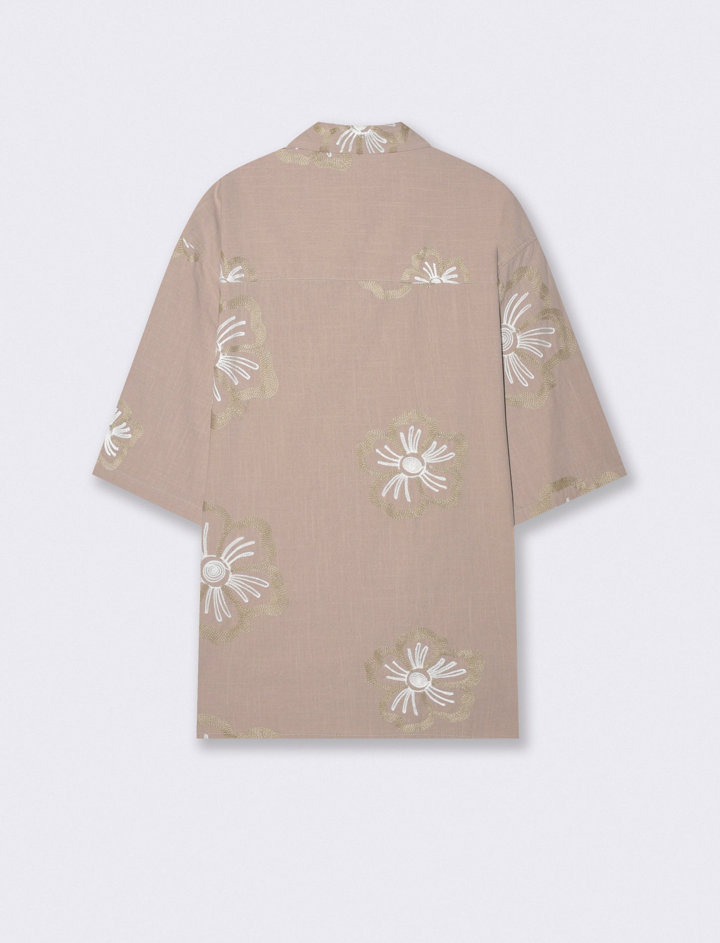 CAMICIA IN PURO COTONE FANTASIA RICAMATA - Beige