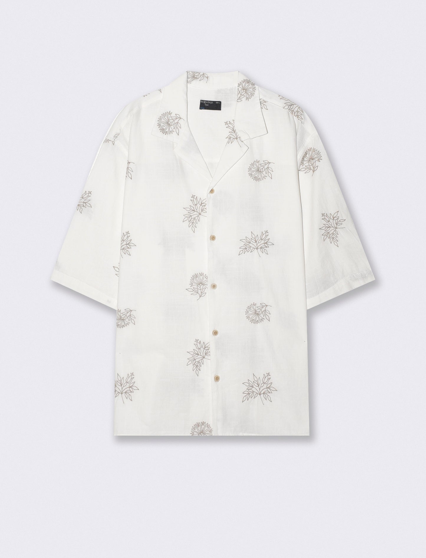 CAMICIA IN PURO COTONE FANTASIA RICAMATA - Beige ecru