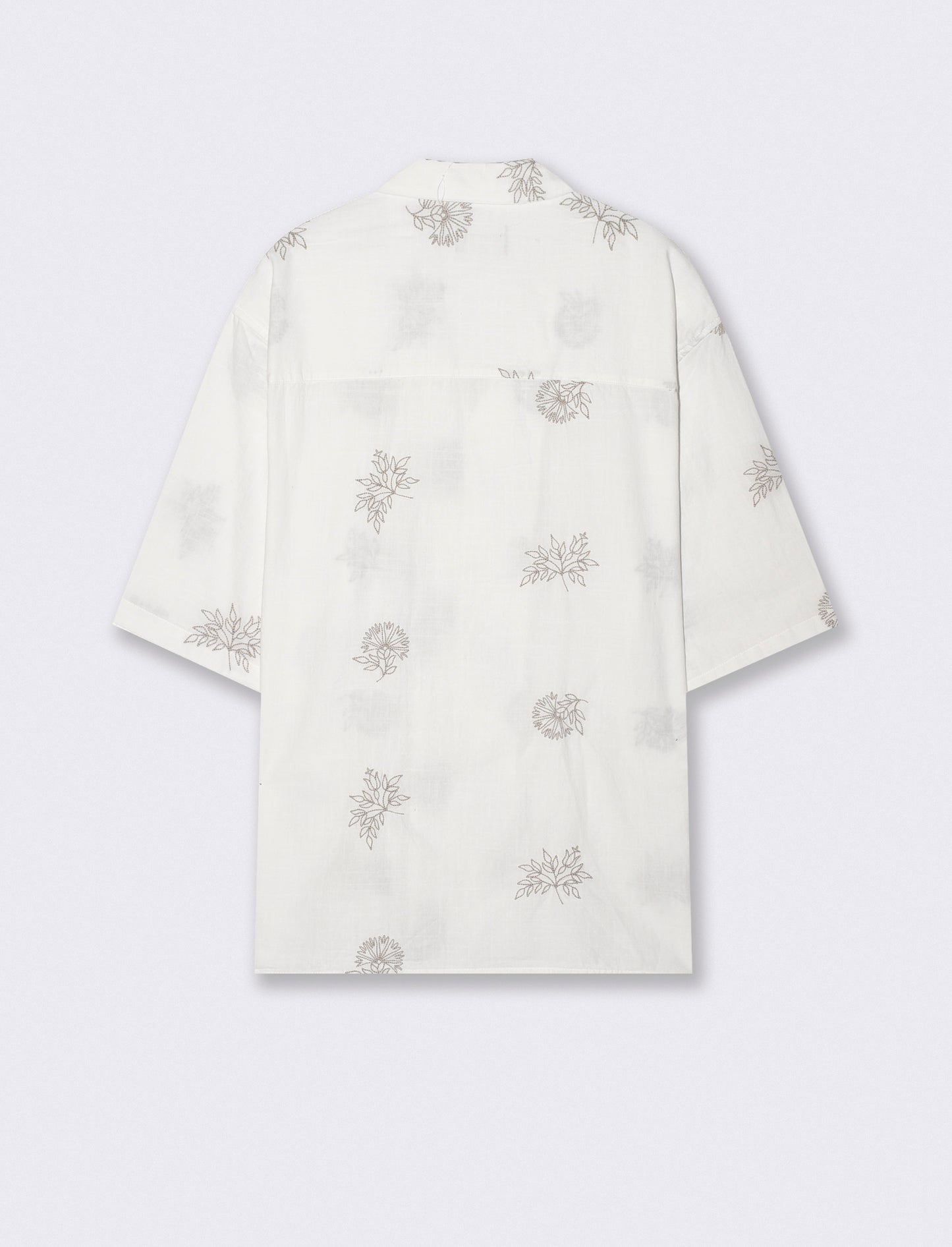 CAMICIA IN PURO COTONE FANTASIA RICAMATA - Beige ecru