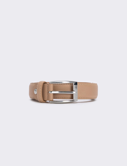 Cintura saffiano uomo elegante e versatile - Beige