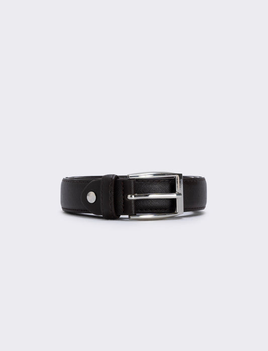 Cintura saffiano uomo elegante e versatile - Moro