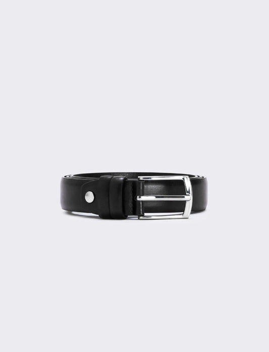 Cintura liscia basic con 2 passanti - Nero