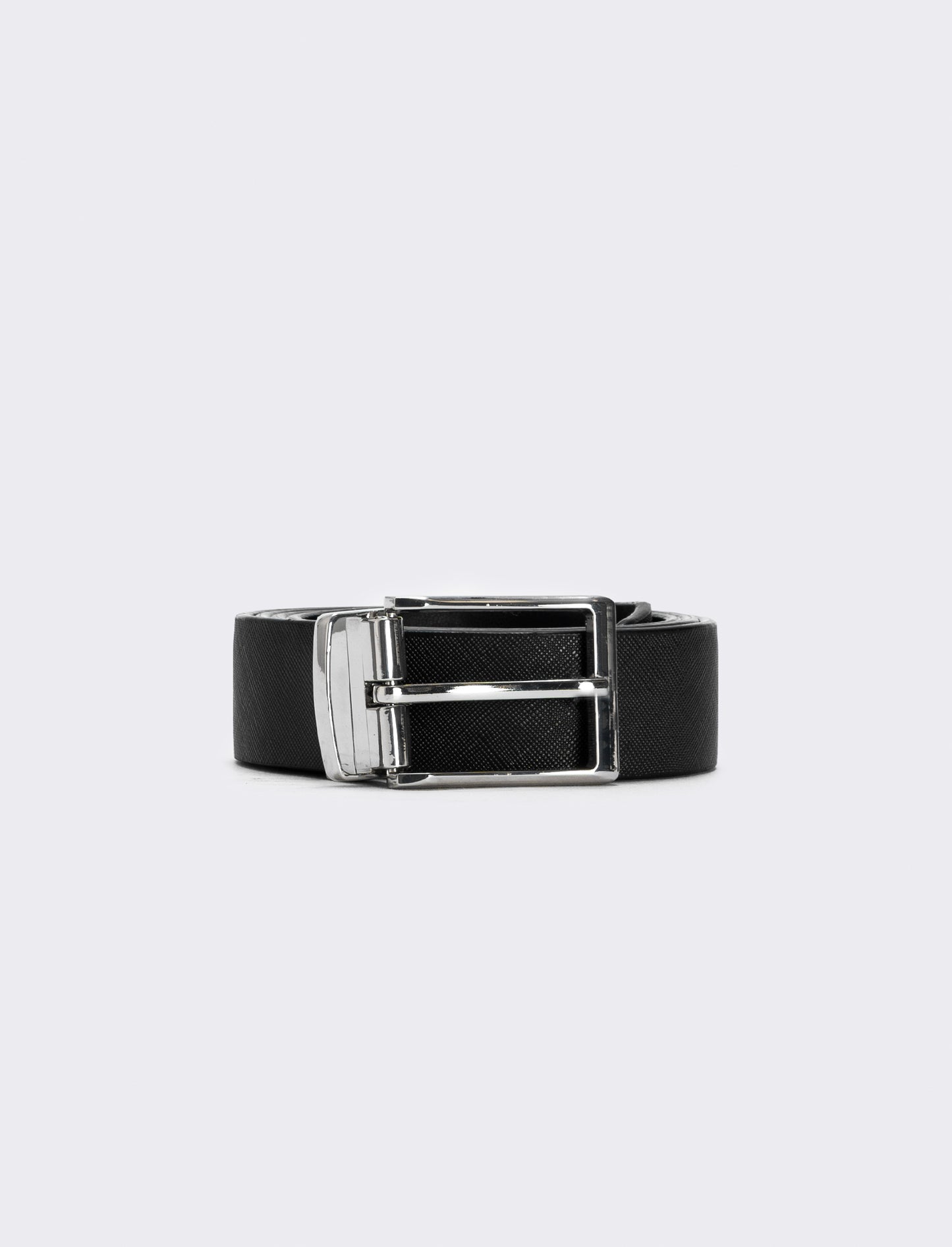 Reversible belt with metal loop - Black