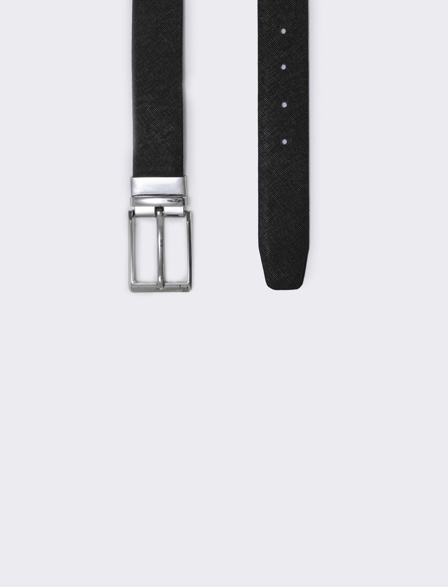 Reversible belt with metal loop - Black