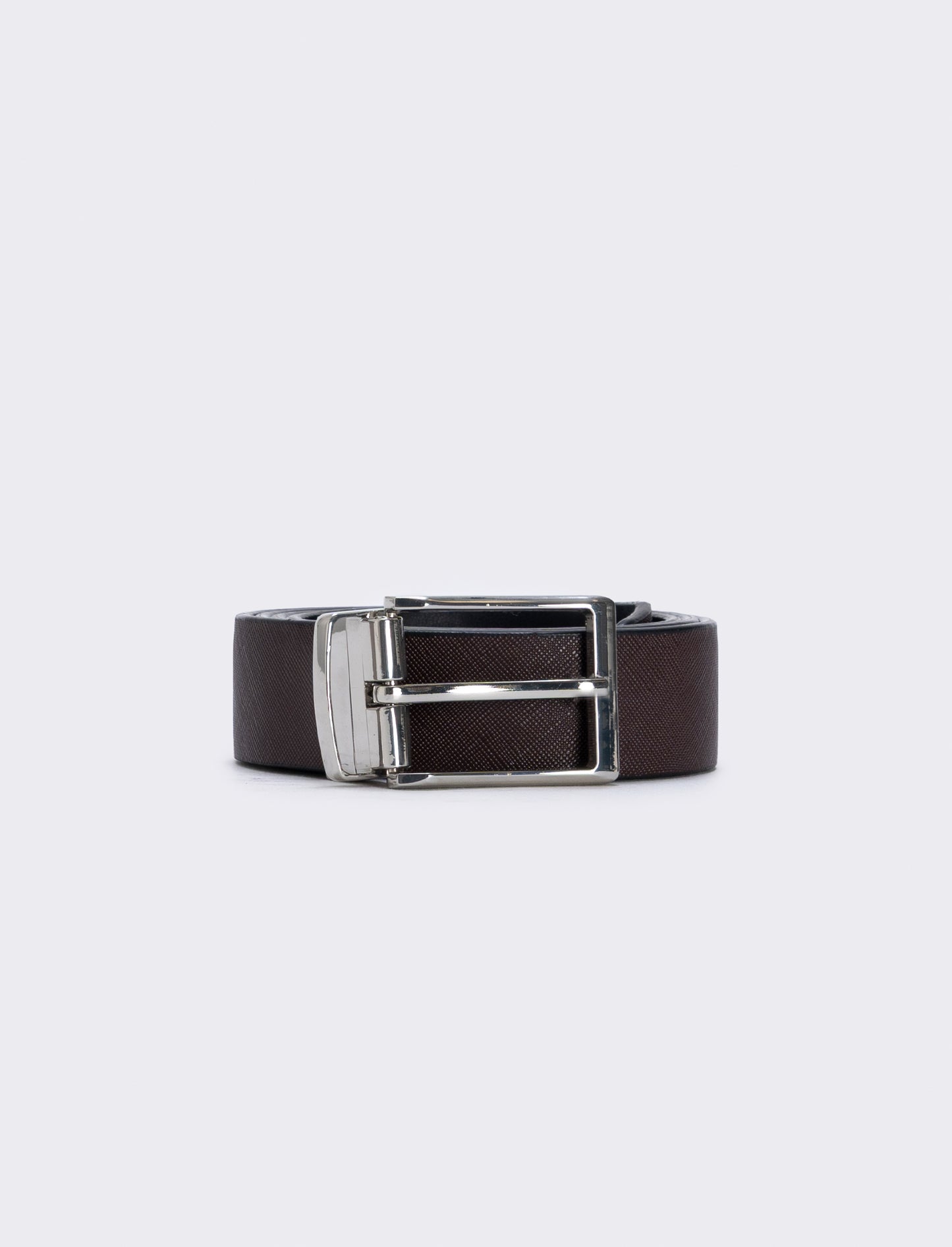 Reversible belt with metal loop - Brown