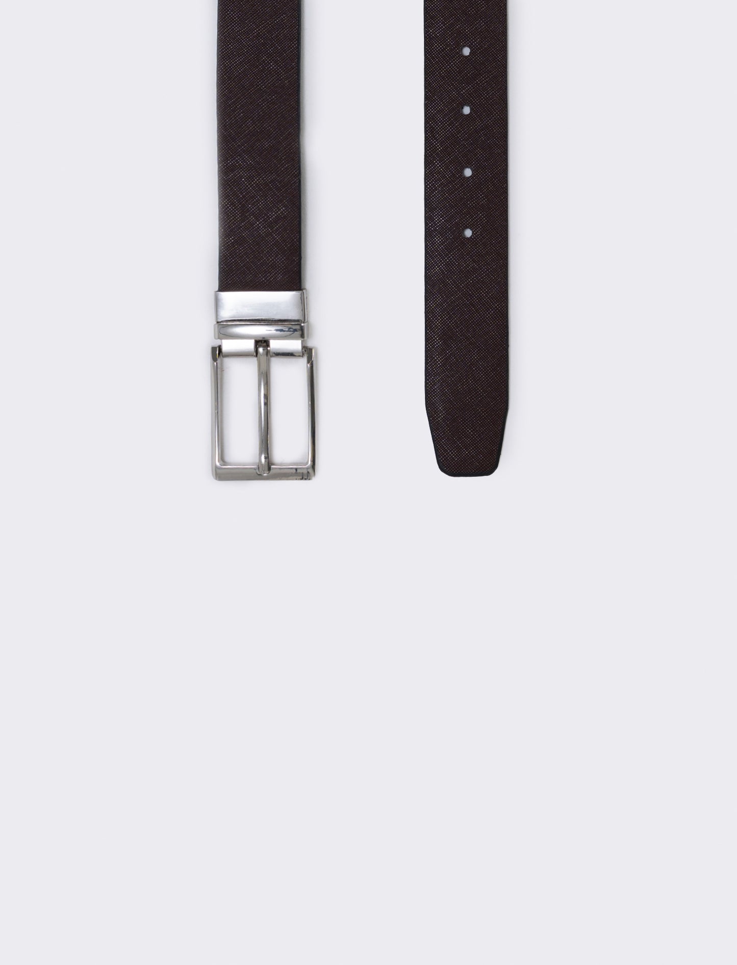 Reversible belt with metal loop - Brown