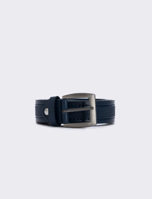 Cintura riga saffiano elegante e versatile - Blu