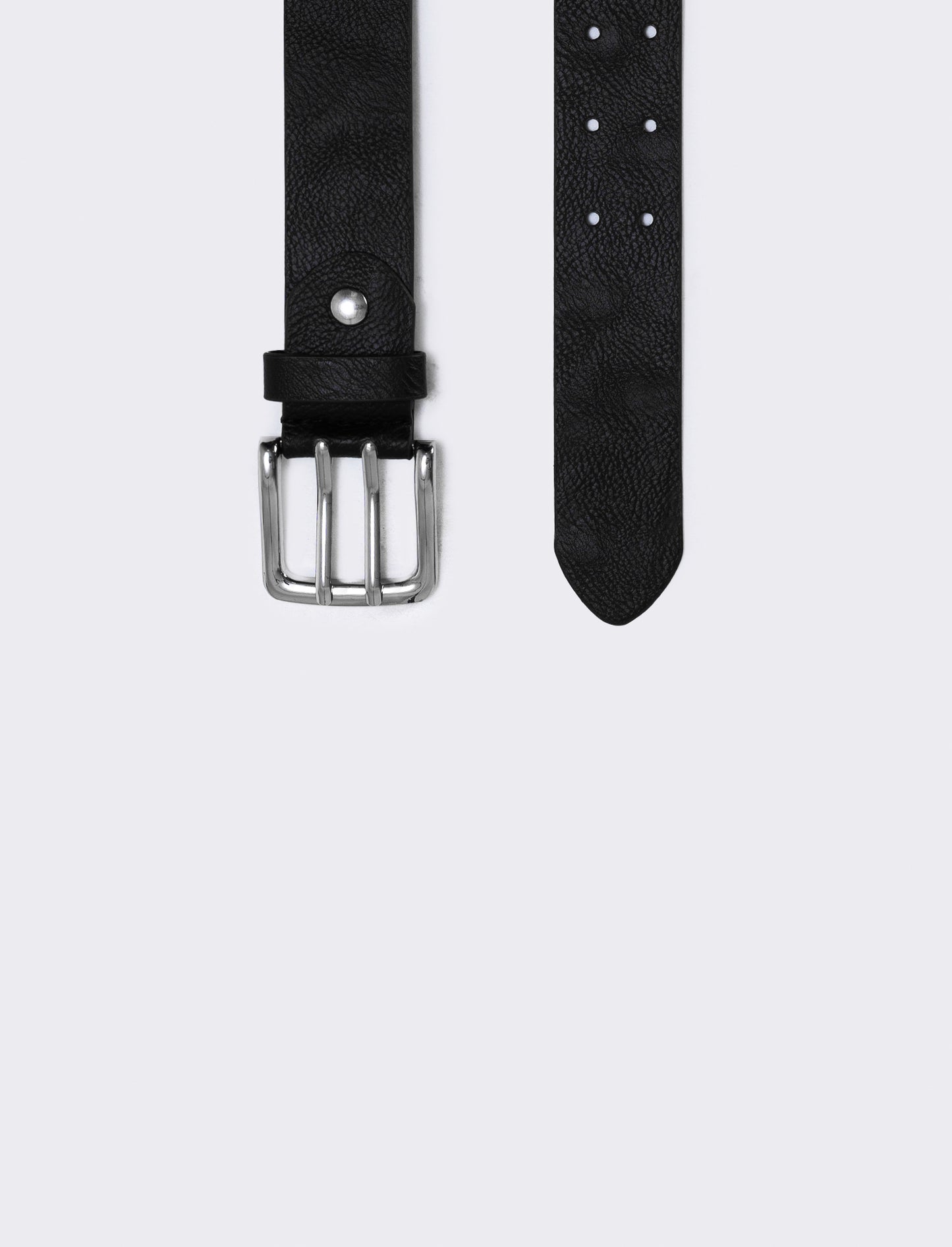 Men's belt with double prong buckle - Black