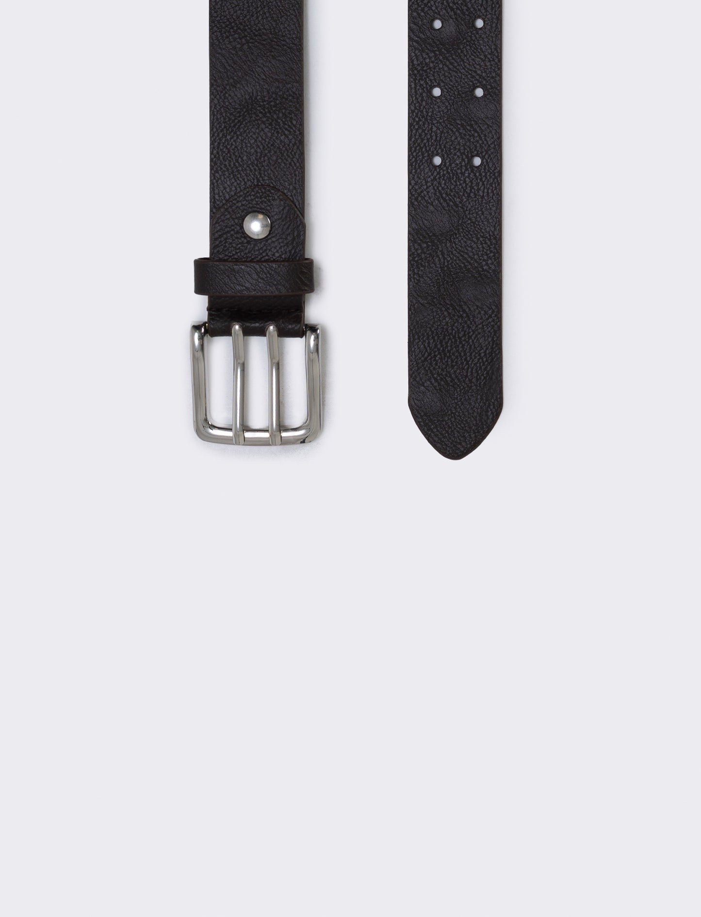 Men's belt with double prong buckle - Brown