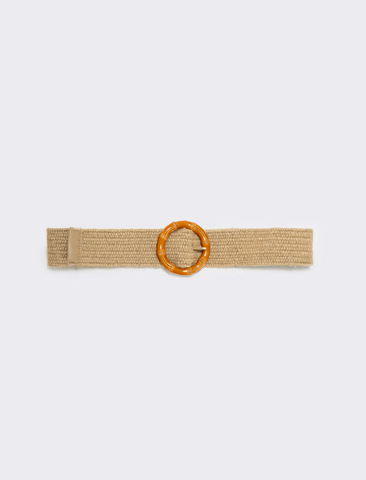 Elastic straw effect belt - Beige