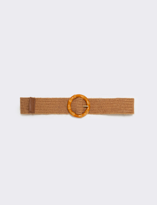 Elastic straw effect belt - Brown