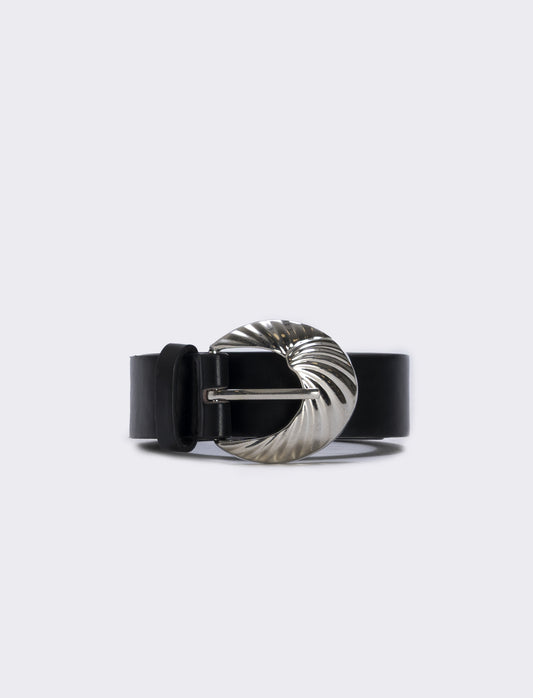 Belt with embellished buckle - Black