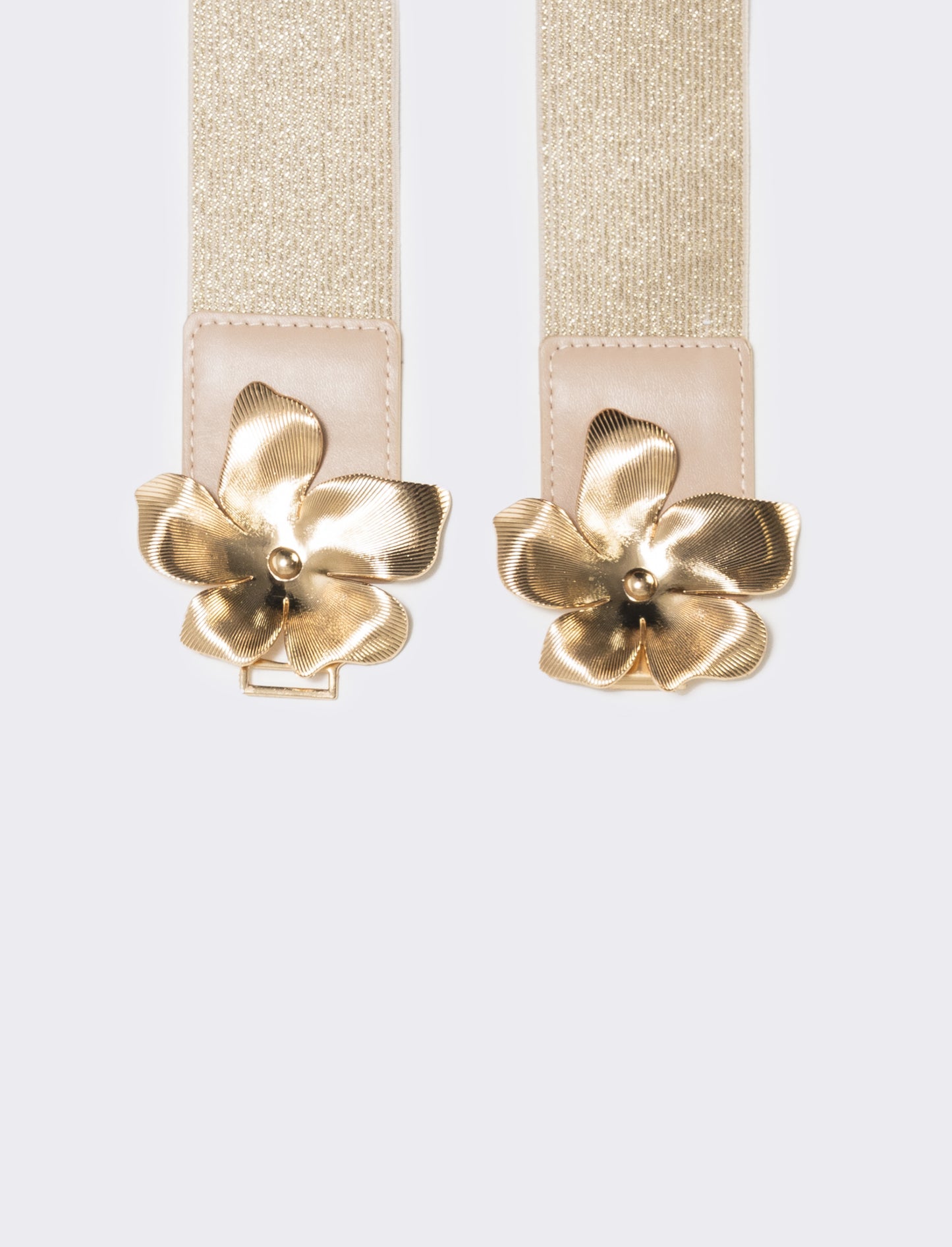 Cintura elastica lurex con fibbia fiore - Oro