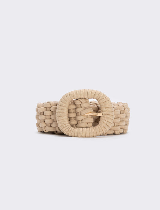 Cintura elastica intrecciata - Beige