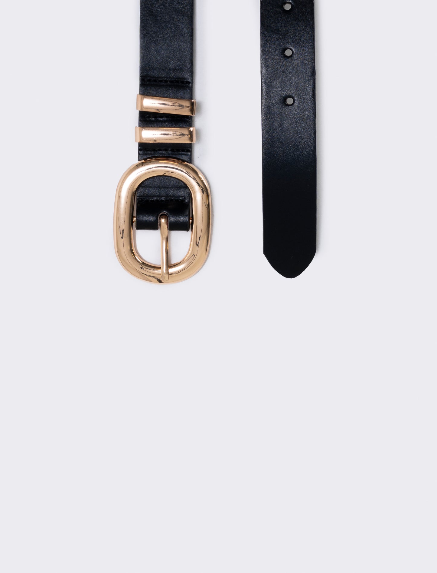 Cintura basic con passanti in metallo - Nero-oro