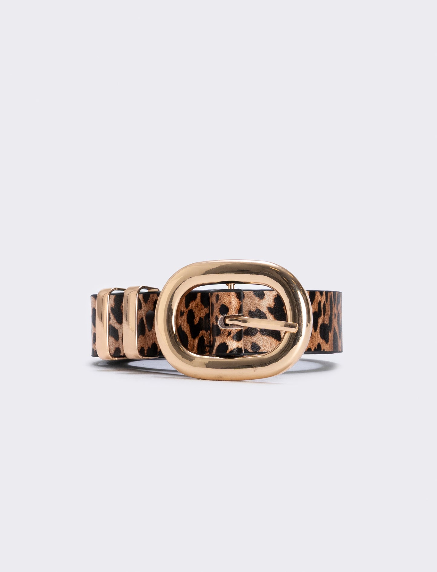 Cintura basic con passanti in metallo - Leopardato